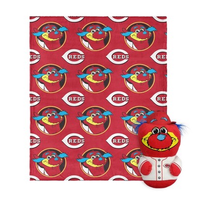 MLB Cincinnati Reds Mascot Silk Touch Throw Blanket and 11" Plush: Sports Team Logo Design