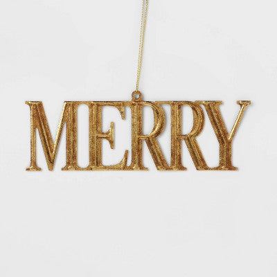 Metal 'Merry' Christmas Tree Ornament Gold - Wondershop