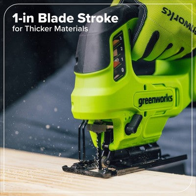 Greenworks POWERALL 24V Cordless Brushless 1'' Jigsaw with 1.5Ah Battery and Charger