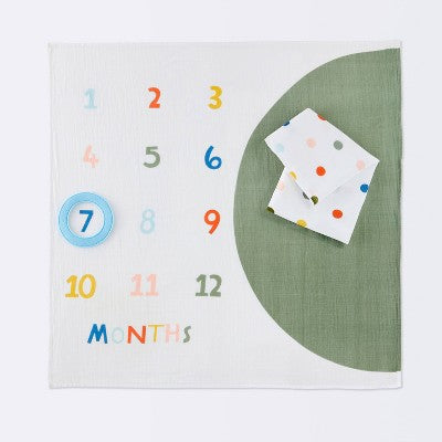 Milestone Swaddle Baby Blanket with Felt Frame - Multi Dot - Cloud Island