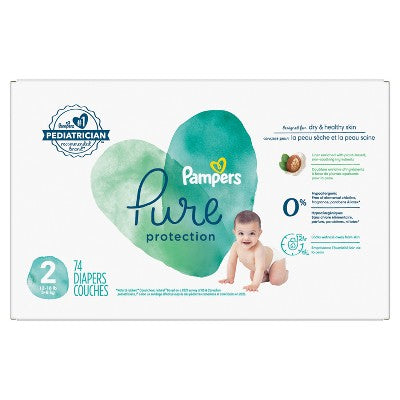 Pampers Pure Protection Diapers Super Pack - Size 2 - 74ct
