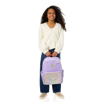 Locker Club Kids' 16L Nylon Backpack with Headphone Pencil Pouch - Lavender: Lightweight School Bag
