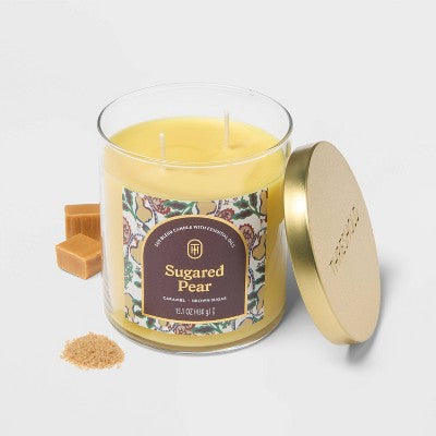 2 Wick 15.1oz Lidded Jar Candle Sugared Pear - Threshold