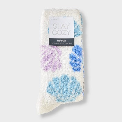 Women's Seashells 2pk Cozy Crew Socks - Blue/Purple/Ivory 4-10