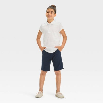 Girls' Short Sleeve Jersey Uniform Polo Shirt Cat & Jack White M