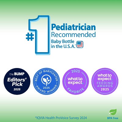 Dr. Brown's Anti-Colic Narrow Glass Options+ Baby Bottles - 4 fl oz/3pk: Level 1 Slow Flow, BPA-Free, Silicone Nipple