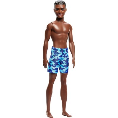 Barbie 12.7" Beach Ken Doll Brown Hair/Brown Eyes Wearing Blue Swimsuit