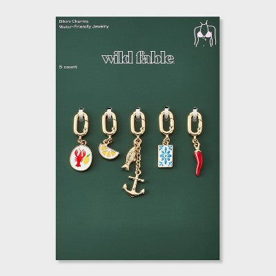 Women's Bikini Charm Collection 5pc Gold Charm Pack - Wild Fable Anchors Gold