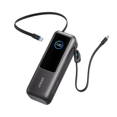 Anker Power Bank 25K 165W Built-In and Retractable Cable: Charges 4 Devices Simultaneously