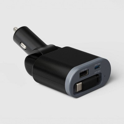 Retractable Cable Car Charger - dealworthy Black