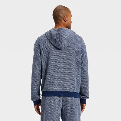 Men's Textured Knit Lounge Hoodie - Goodfellow & Co Blue S