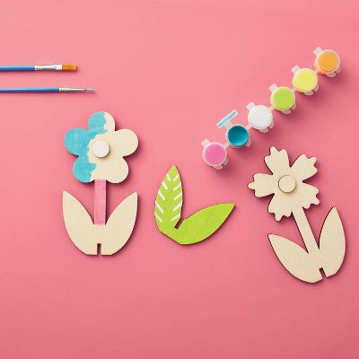 3ct 3D Wood Flowers Painting Craft Kit- Mondo Llama