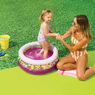 8.79'' x 6.59'' x 2.2'' Mini 3 Ring Pool Flower Pattern 11 Galton Round Kiddie Pool - Sun Squad