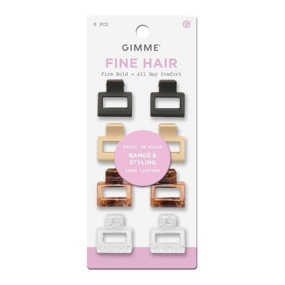 Gimme Beauty Fine Small Square Claw Clip - 8pc