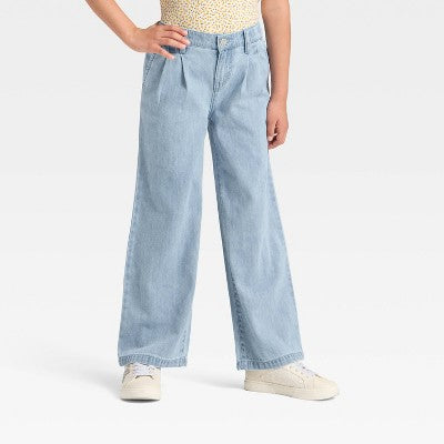 Girls' Wide Leg Jeans - Cat & Jack Light Wash XXL