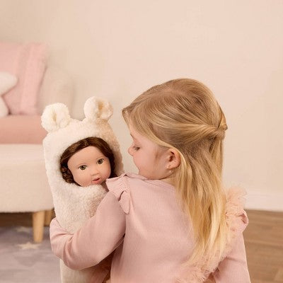 LullaBaby 14" Baby Doll with Wavy Brown Hair & Brown Eyes with Cuddler Wrap