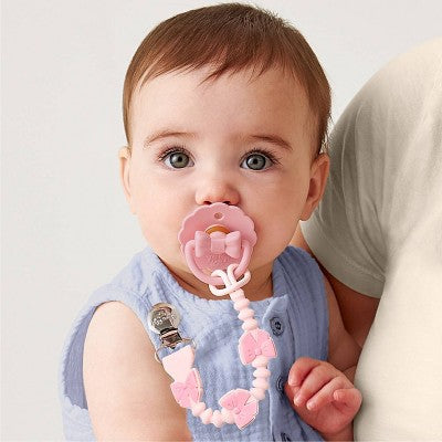 Itzy Ritzy Beaded Pacifier Clip - Bows: Silicone, BPA-Free