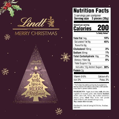 Lindt Calligraphy Christmas Candy Tree Gift - 3.7oz