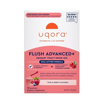 Uqora Flush Advanced+ Urinary Tract Drink Mix Dietary Supplement Powder - 10ct