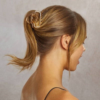 Kitsch Metal Medium Open Shape Puffy Claw Clip - Gold