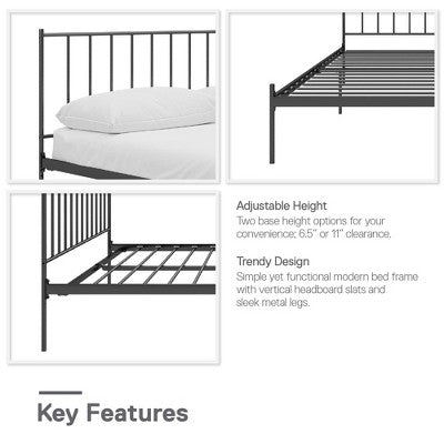 RealRooms Ares Adjustable Height Metal Bed, King, Black (LOCAL PICKUP ONLY)