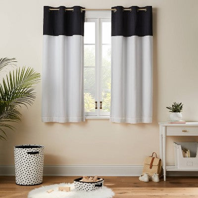 63" Blackout Border Striped Kids' Panel Black/White - Pillowfort