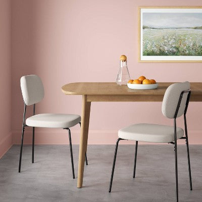 Set of 2 Upholstered with Metal Base Dining Chair Chairs Cream Boucle - Room Essentials (LOCAL PICKUP ONLY)