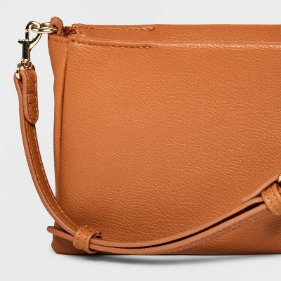 Double Gusset Crossbody Bag - Universal Thread Brown: Shell, Adjustable Strap, Twill Construction