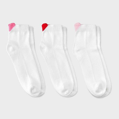 Women's Heart Pop Up Valentine's Day 3pk Ankle Socks 4-10