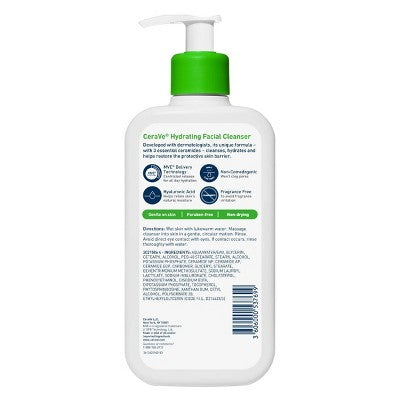 CeraVe Hydrating Face Wash with Hyaluronic Acid and Glycerin for Normal to Dry Skin - 12 fl oz