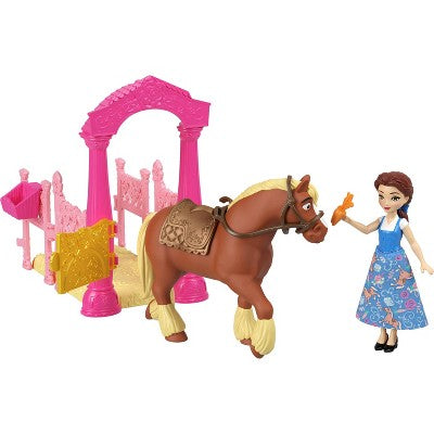 Disney Princess Belle & Philippe Small Doll & Horse Set with Stable Playset & Accessories