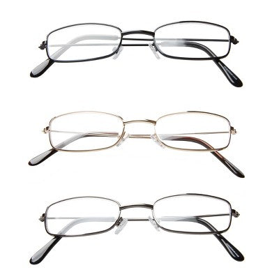 ICU Eyewear Oval Metal Reading Glasses +2.5 - 3pk