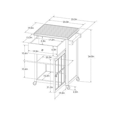Windham Wood Top Kitchen Cart - Black - Threshold (Assembly required) (LOCAL PICKUP ONLY)