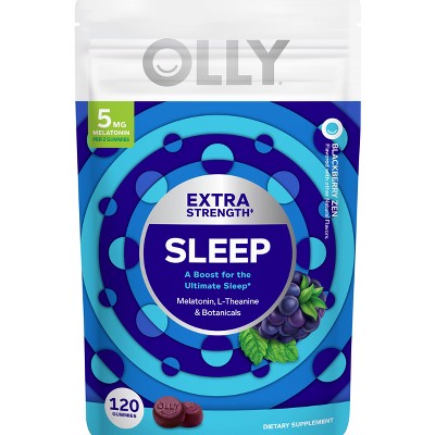 OLLY Extra Strength Sleep Gummies with 5mg Melatonin - Blackberry Zen - 120ct