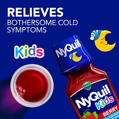 NyQuil Kids' Syrup - Dextromethorphan - Berry - 8 fl oz: Cold & Cough Treatment, Package Quantity: 1