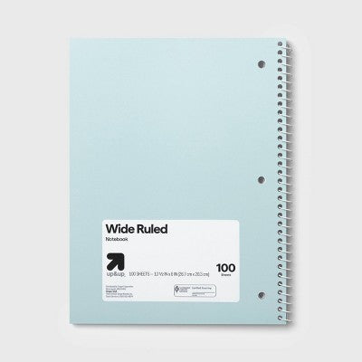 Otter Wide Rule 7.5"x10.5" Spiral Paper Notebook Blue - up&up
