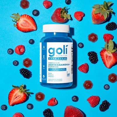 Goli Nutrition Ashwagandha Sugar Free Dietary Supplement Vegan Gummies - 60ct