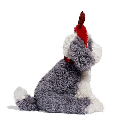FAO Schwarz 12" Sparklers Toy Plush Sheep Dog with Removable Red Heart Boppers