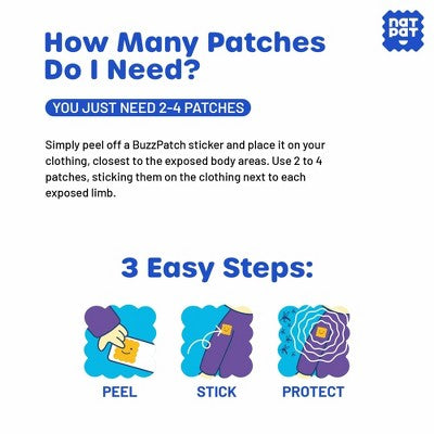 NATPAT 24ct "BuzzPatch" Adult Mosquito Repellent Stickers Natural and Non-Toxic Ideal for Camping and Travel
