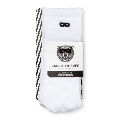 Pair of Thieves Men's Solid Crew Socks 3pk - White 6-12