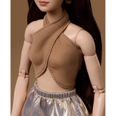 Barbie Basics Collectible Doll Model 06 with Brunette Hair in Shimmery Golden Skirt and Halter