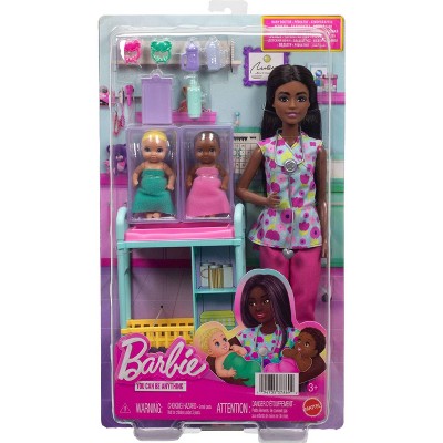 Barbie Careers Baby Doctor Playset with Brunette Fashion Doll, 2 Baby Dolls, Exam Table & Accessories