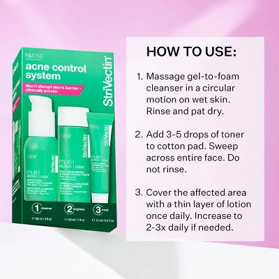 StriVectin Multi-Action Clear Acne Control System - Ulta Beauty: For Combination, Acne-Prone Skin, Includes Cleanser, Toner, Lotion