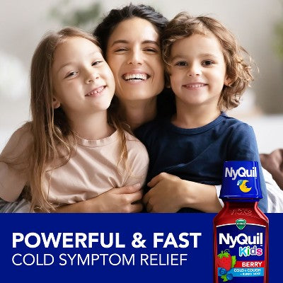 NyQuil Kids' Syrup - Dextromethorphan - Berry - 8 fl oz: Cold & Cough Treatment, Package Quantity: 1