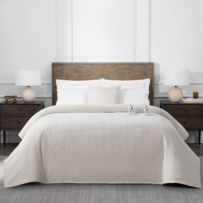 Brookstone King Heated Chenille Knit Blanket Ivory