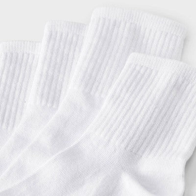 Women's Ribbed 5pk Ankle Socks - A New Day White 4-10
