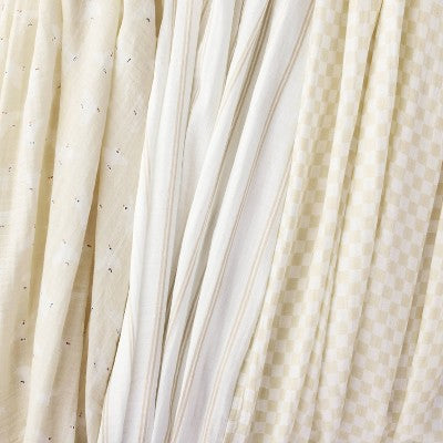 Muslin Swaddle Baby Blanket - Birds Stripes - 3pk - Cloud Island