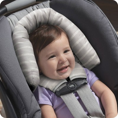 Go by Goldbug Duo Head Support And Strap Cover Set - For Car Seat Stroller Bouncer - Gray Ticking Stripe - 2pc