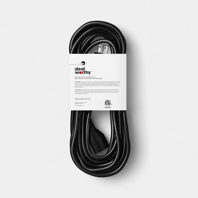 50' Outdoor Extension Cord Black - Dealworthy