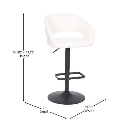 Flash Furniture Erik Contemporary White Vinyl Adjustable Height Barstool with Rounded Mid-Back and Black Base (LOCAL PICKUP ONLY)